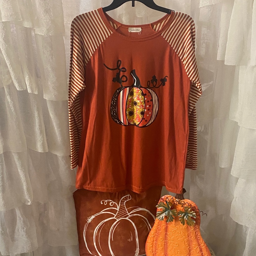 Striped Orange Pumpkin Blouse